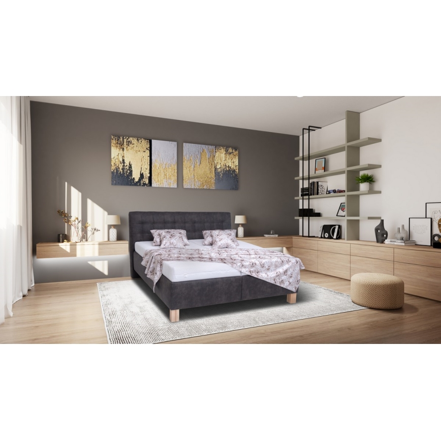 Polstret seng med opbevaringsplads uden madras VIOLET 160x200 cm mørk