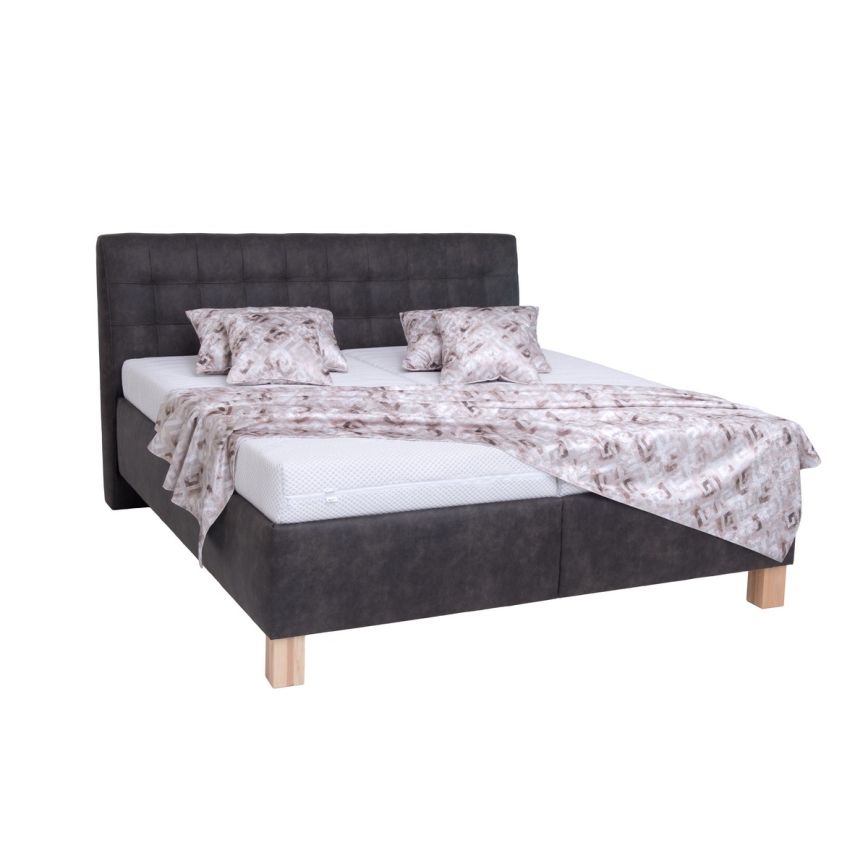 Polstret seng med opbevaringsplads uden madras VIOLET 160x200 cm mørk