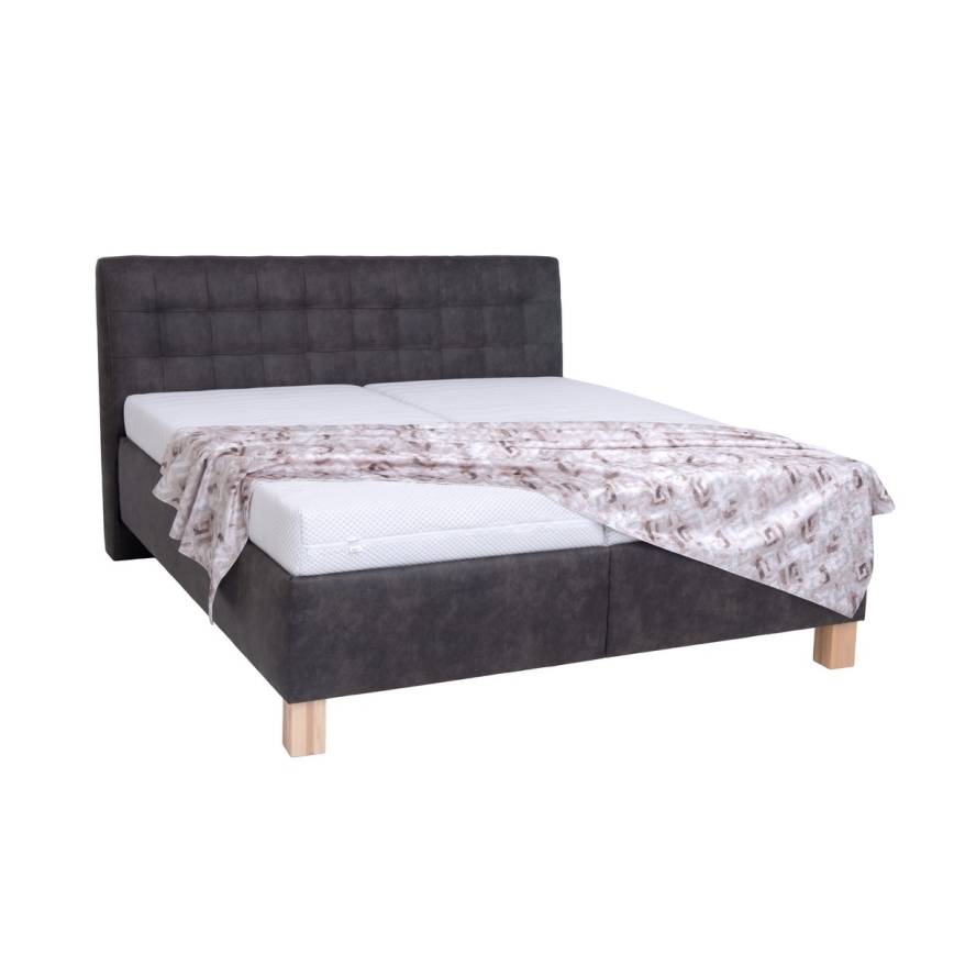 Polstret seng med opbevaringsplads uden madras VIOLET 160x200 cm mørk