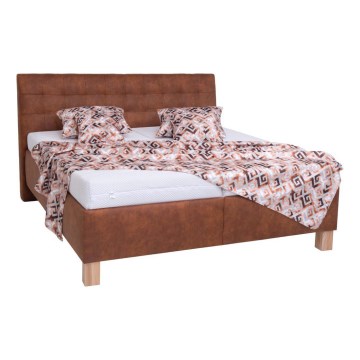 Polstret seng med opbevaringsplads uden madras VIOLET 180x200 cm konjaksbrun
