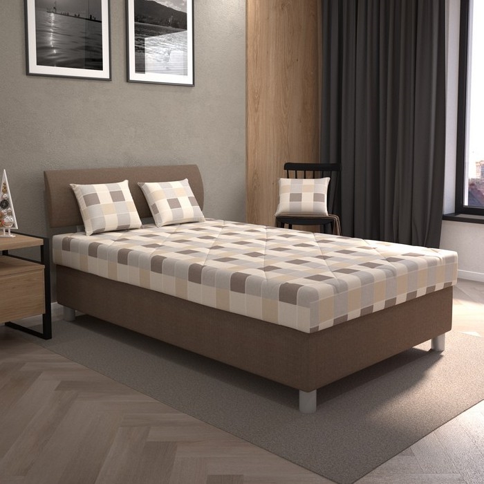 Polstret seng med opbevaringsrum og madras GEORGE 140x200 cm brun