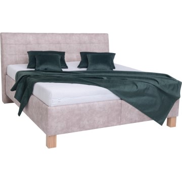 Polstret seng med opbevaringsrum VIOLET 180x200 cm, beige (uden madras)