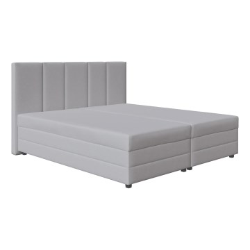Polstret seng med springmadras og opbevaringsplads ISABEL 200x160 lysegrå