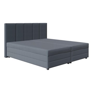 Polstret seng med springmadras og opbevaringsplads ISABEL 200x180 grå