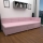 Polstret seng med vendbar sengegavl og opbevaringsrum AMSTERDAM 90x200 cm rosa