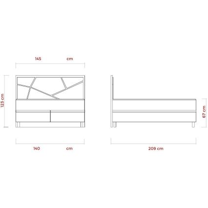 Polstret seng NAOMI 140x200 cm med inkluderede madrasser og praktisk opbevaringsplads, beige