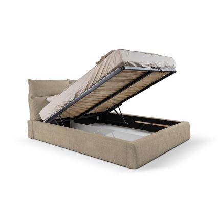 Polstret seng uden madras BASIL 180x200 cm beige