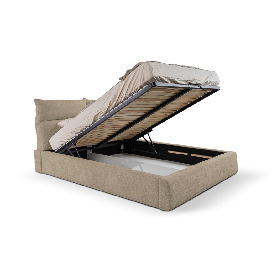 Polstret seng uden madras BASIL 180x200 cm beige