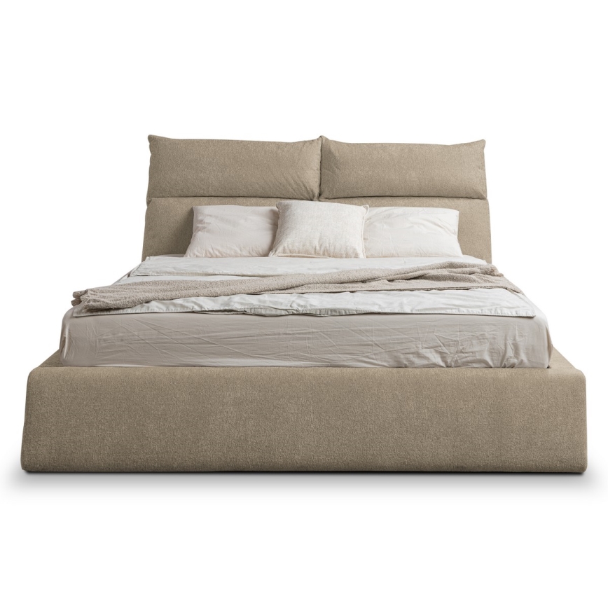 Polstret seng uden madras BASIL 180x200 cm beige