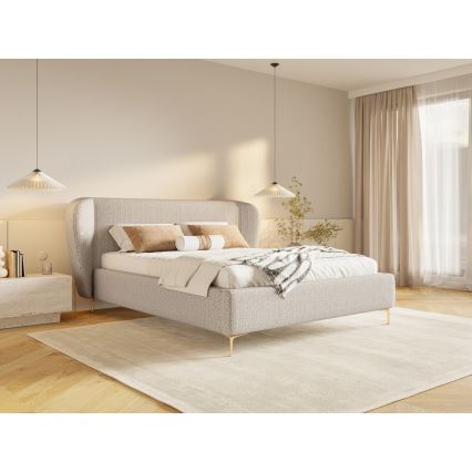 Polstret seng uden madras DALIA 180x200 cm grå