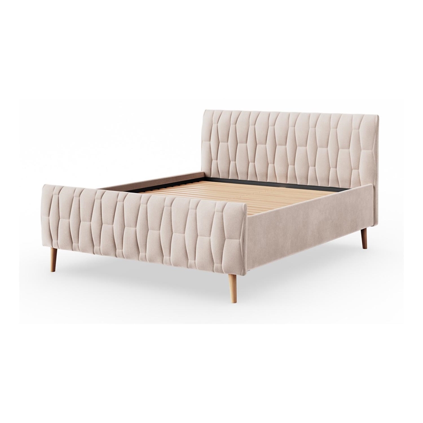 Polstret seng uden madras FLORA 160x200 cm beige