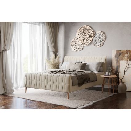 Polstret seng uden madras FLORA 160x200 cm beige