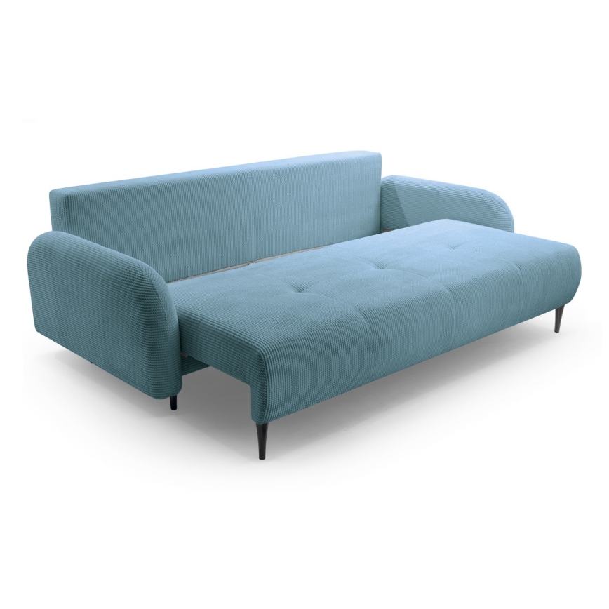 Polstret, udtrækbar 3-personers sovesofa CLOUDY i turkis