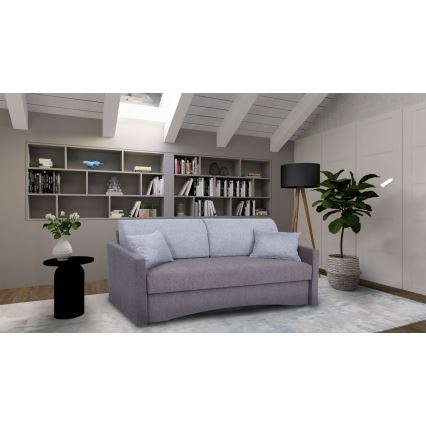 Polstret udtrækkelig 3-personers sovesofa til daglig søvn med armlæn PAUL, grå