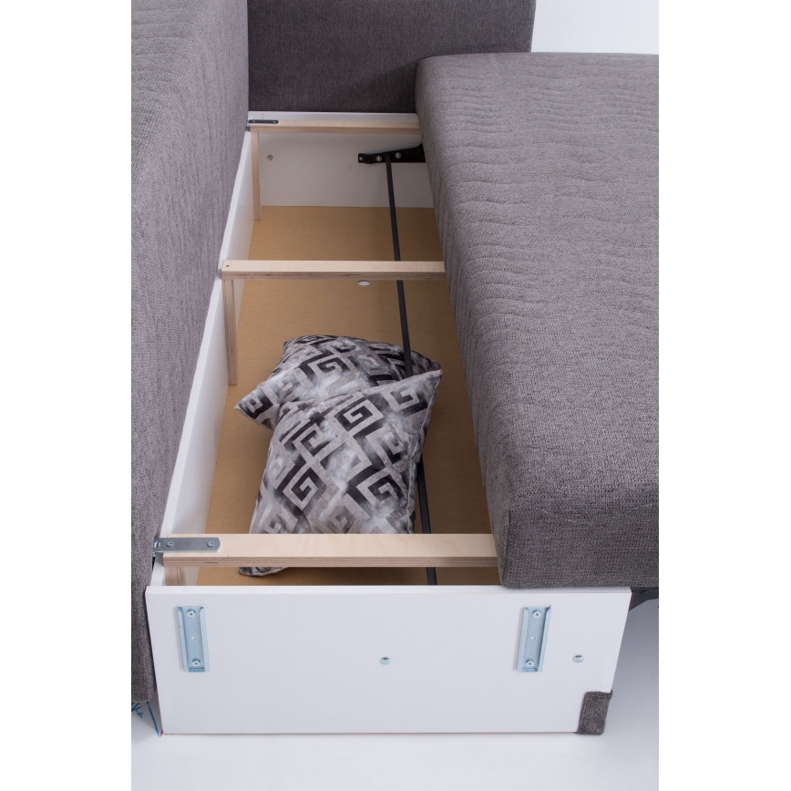 Polstret udtrækkelig 3-personers sovesofa til daglig søvn med armlæn PAUL, grå