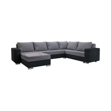 Polstret universel U-formet udtrækbar sofa YORK, grå/sort