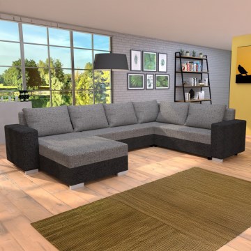 Polstret, universel, udfoldelig U-formet sofa YORK, grå/beige/brun