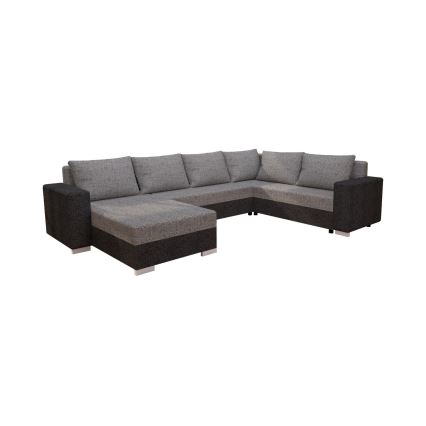 Polstret, universel, udfoldelig U-formet sofa YORK, grå/beige/brun