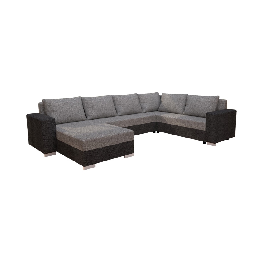 Polstret, universel, udfoldelig U-formet sofa YORK, grå/beige/brun