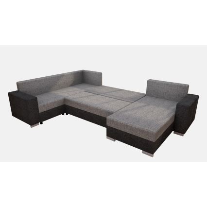 Polstret, universel, udfoldelig U-formet sofa YORK, grå/beige/brun