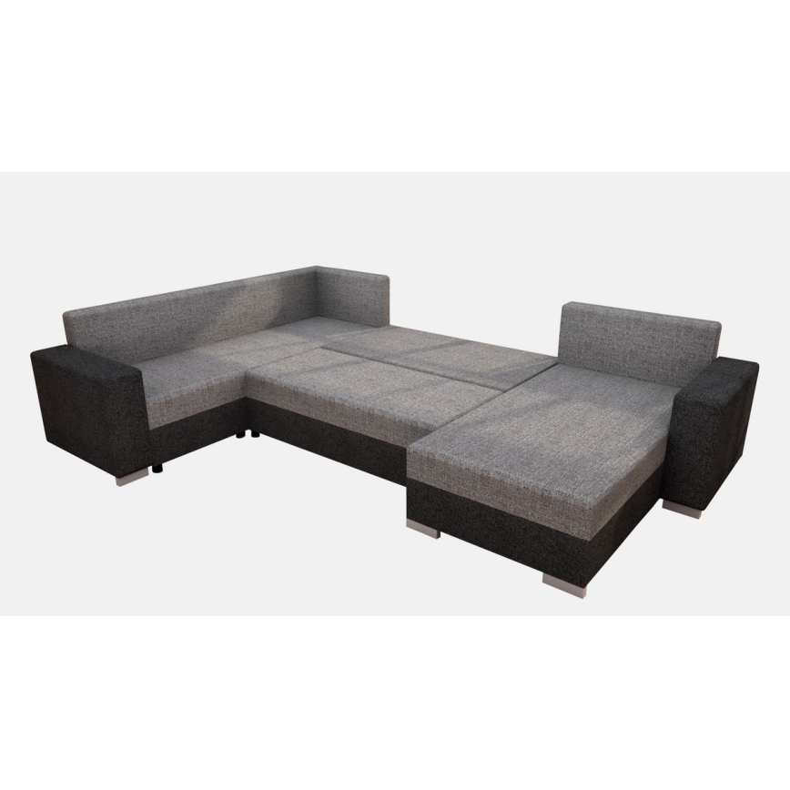 Polstret, universel, udfoldelig U-formet sofa YORK, grå/beige/brun