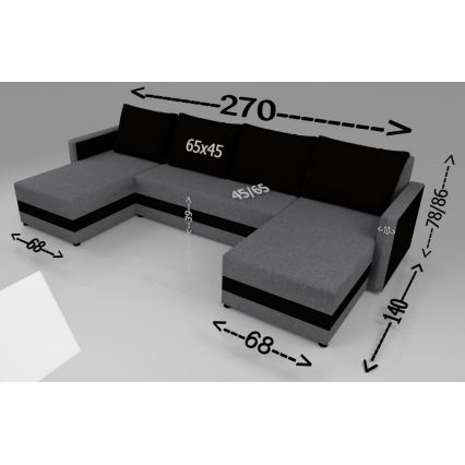 Polstret universel U-formet hjørnesofa med sovefunktion BRISTOL, brun/beige