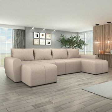 Polstret, vendbar og udtrækbar U-formet sofa NEWPORT, beige