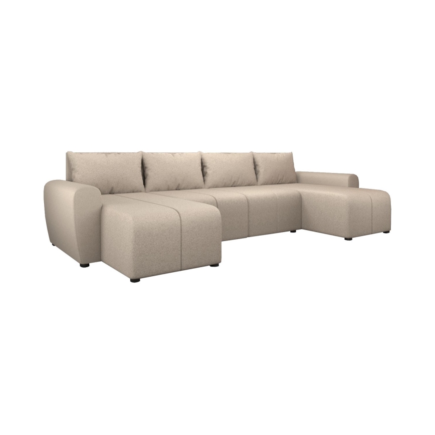 Polstret, vendbar og udtrækbar U-formet sofa NEWPORT, beige