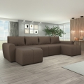 Polstret, vendbar og udtrækbar U-formet sofa NEWPORT, brun