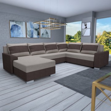 Polstret, vendbar U-formet sovesofa OXFORD, brun/taupe