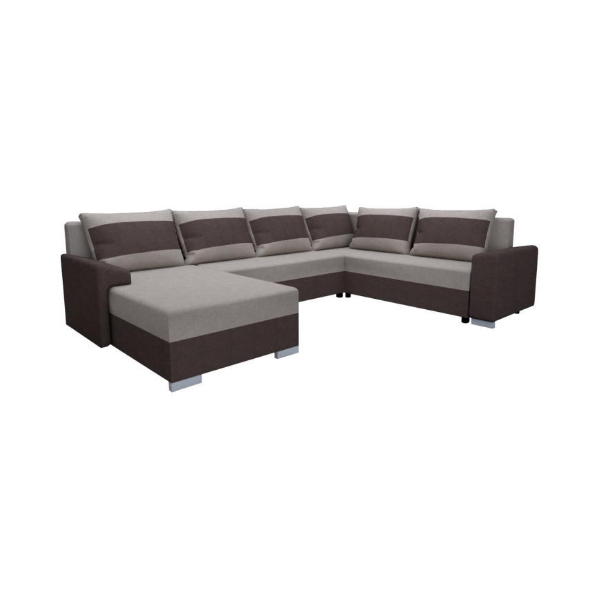 Polstret, vendbar U-formet sovesofa OXFORD, brun/taupe