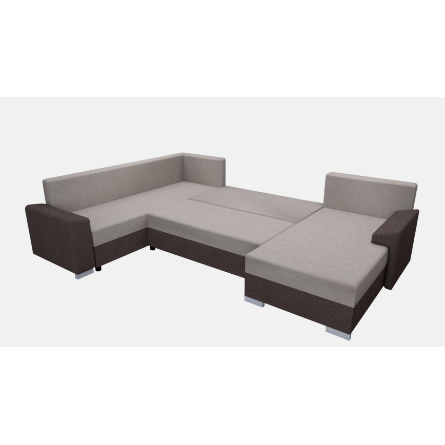Polstret, vendbar U-formet sovesofa OXFORD, brun/taupe