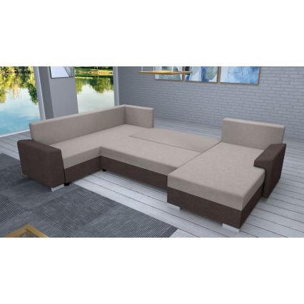Polstret, vendbar U-formet sovesofa OXFORD, brun/taupe