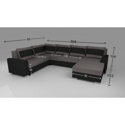 Polstret, vendbar U-formet sovesofa OXFORD, brun/taupe