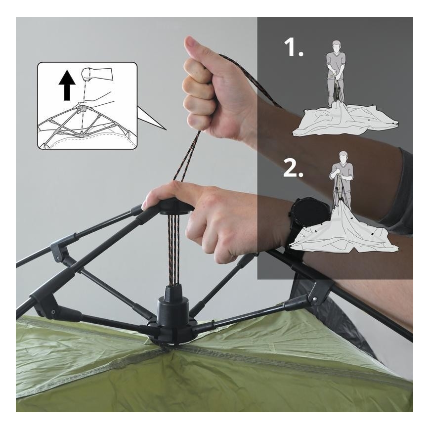 Pop up tent til 3-4 people PU 3000 mm grøn