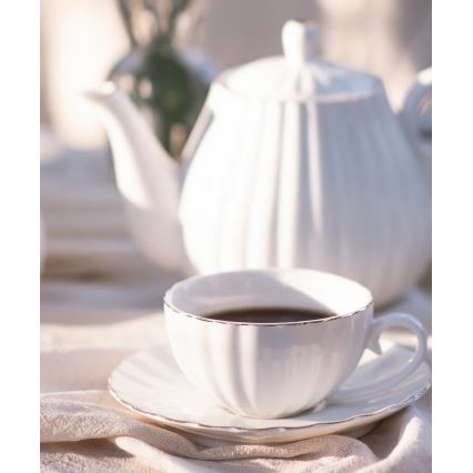 Porcelæn kaffesæt, 15 dele, hvid