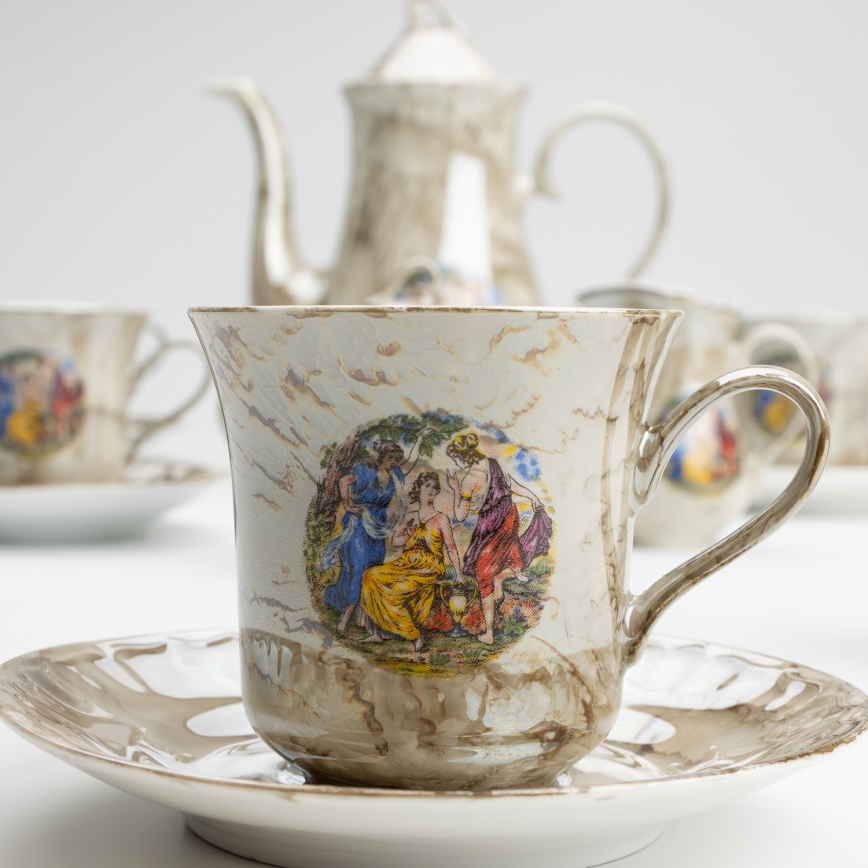 Porcelæn tesæt marmor brun
