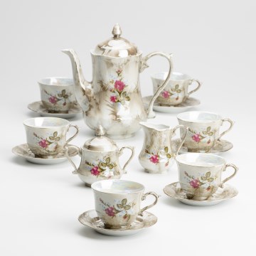 Porcelæn tesæt marmor brun rose