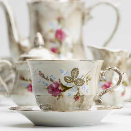 Porcelæn tesæt marmor brun rose