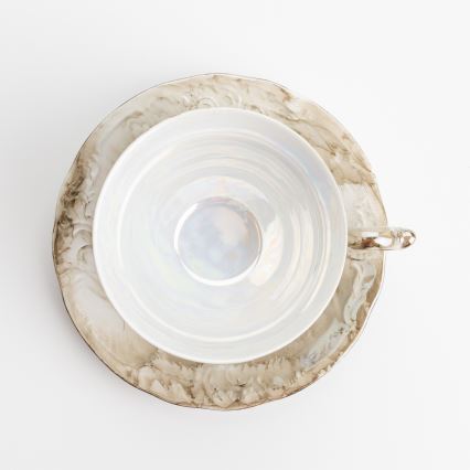 Porcelæn tesæt marmor brun rose