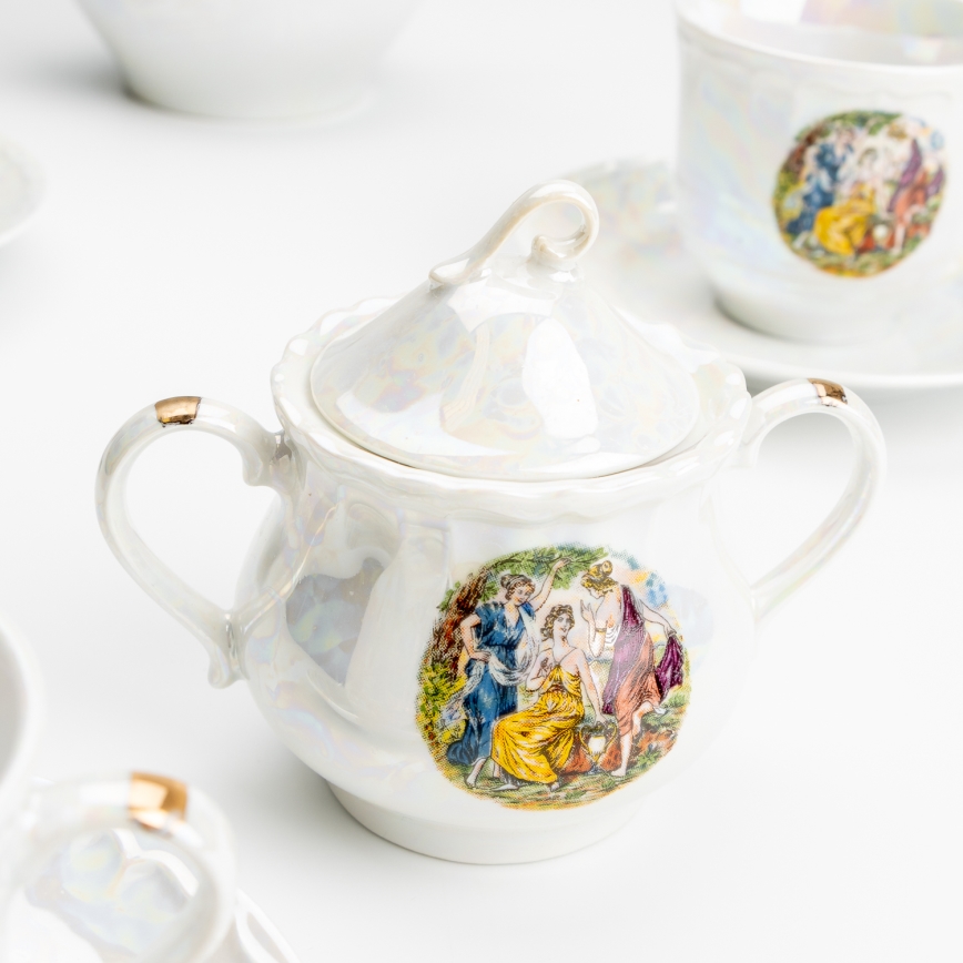 Porcelæn tesæt perleagtig hvid