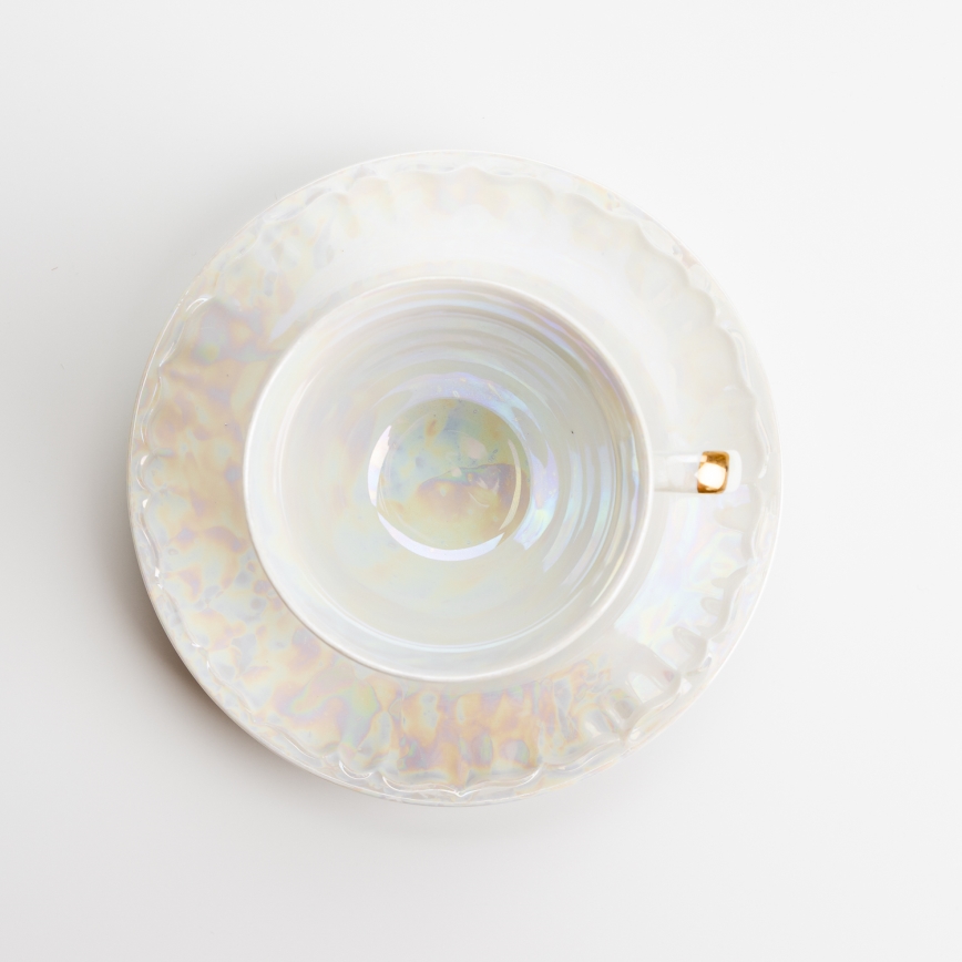 Porcelæn tesæt perleagtig hvid