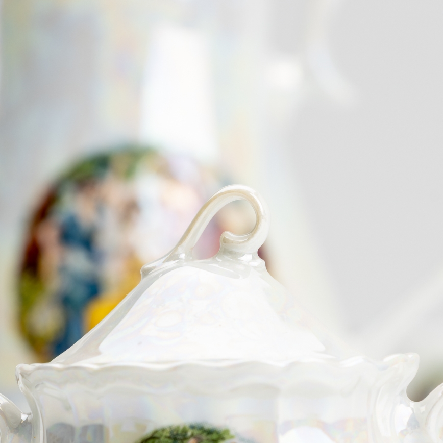 Porcelæn tesæt perleagtig hvid