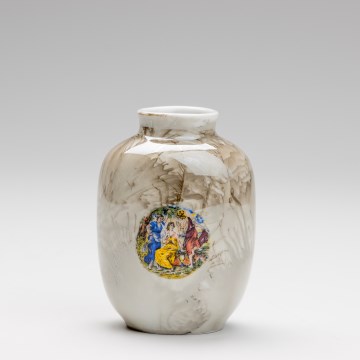 Porcelæn vase 12,5x9 cm brun mønster