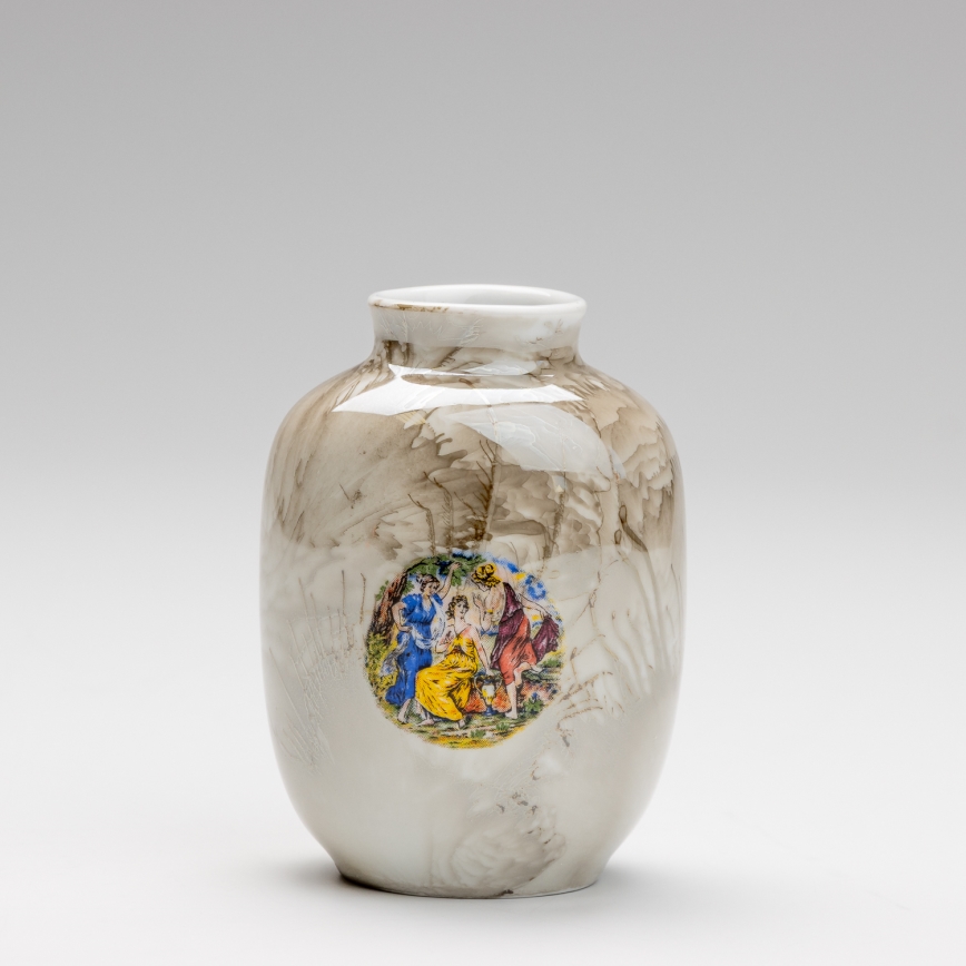 Porcelæn vase 12,5x9 cm brun mønster