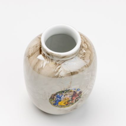 Porcelæn vase 12,5x9 cm brun mønster