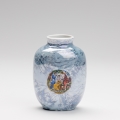 Porcelæn vase 12,5x9 cm perleagtig blå mønster