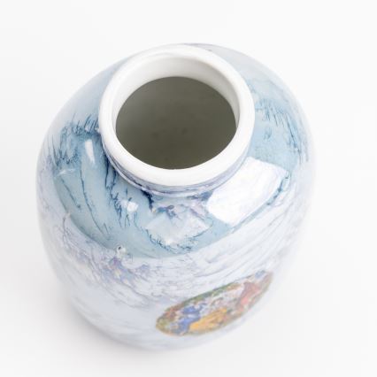 Porcelæn vase 12,5x9 cm perleagtig blå mønster