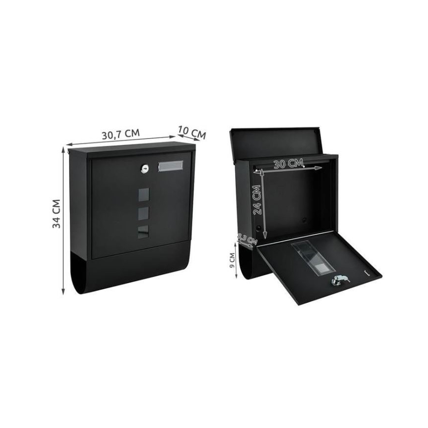 Postkasse 34x30,7 cm sort
