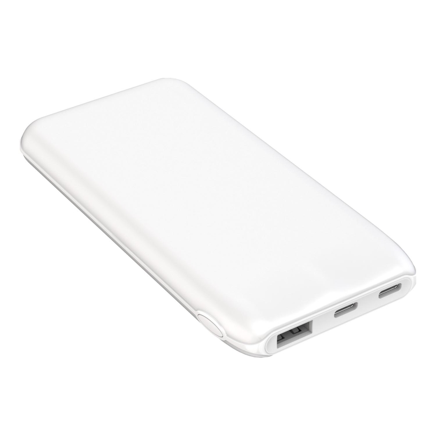 Powerbank 10000 mAh 10W Power Delivery 2xUSB-C + 1xUSB-A hvid